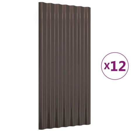 vidaXL Dachpaneele 12 Stk. Pulverbeschichteter Stahl Braun 80x36 cm