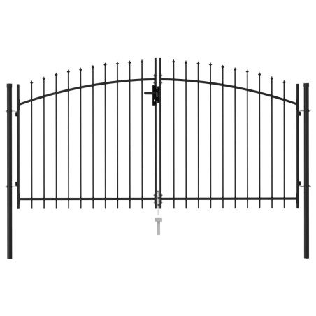vidaXL Zauntor Doppelflügel mit Speerspitzen Stahl 3 x 1,5 m Schwarz