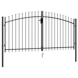 vidaXL Zauntor Doppelflügel mit Speerspitzen Stahl 3 x 1,5 m Schwarz