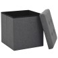 vidaXL Hocker mit Stauraum Dunkelgrau Leinenoptik vidaXL Hocker mit Stauraum Dunkelgrau Leinenoptik