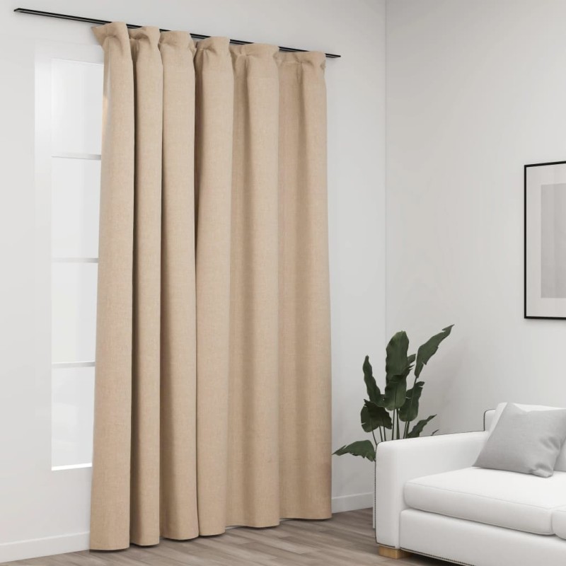 vidaXL Verdunkelungsvorhang mit Haken Leinenoptik Beige 290x245 cm vidaXL Verdunkelungsvorhang mit Haken Leinenoptik Beige 290x245 cm