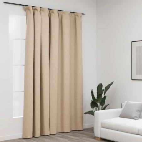 vidaXL Verdunkelungsvorhang mit Haken Leinenoptik Beige 290x245 cm