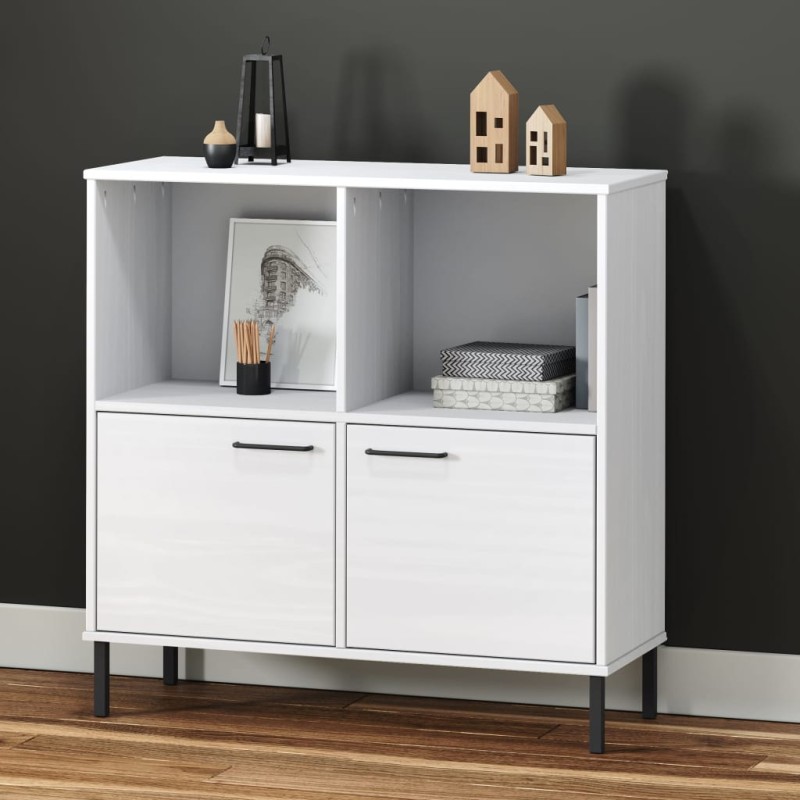 vidaXL Bücherregal OSLO mit Metallbeinen Weiß 90x35x90,5 cm Massivholz vidaXL Bücherregal OSLO mit Metallbeinen Weiß 90x35x90,5 cm Massivholz