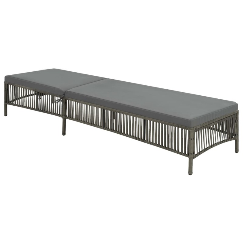 Sonnenliege mit Auflage Poly Rattan Grau Sonnenliege mit Auflage Poly Rattan Grau