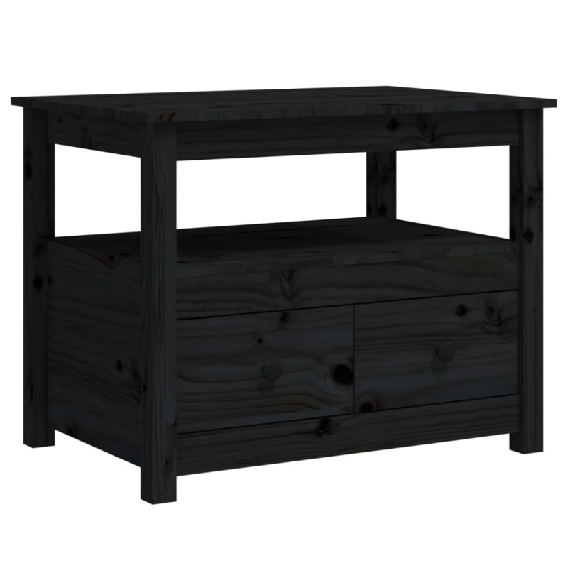 vidaXL Couchtisch Schwarz 71x49x55 cm Massivholz Kiefer vidaXL Couchtisch Schwarz 71x49x55 cm Massivholz Kiefer