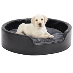 vidaXL Hundebett Schwarz-Dunkelgrau 69x59x19 cm Plüsch und Kunstleder