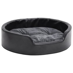 vidaXL Hundebett Schwarz-Dunkelgrau 69x59x19 cm Plüsch und Kunstleder