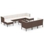 vidaXL 11-tlg. Garten-Lounge-Set mit Auflagen Poly Rattan Braun vidaXL 11-tlg. Garten-Lounge-Set mit Auflagen Poly Rattan Braun