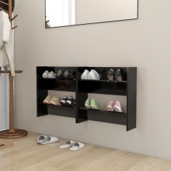 vidaXL Wand-Schuhschränke 2 Stk. Schwarz 60x18x60 cm Holzwerkstoff