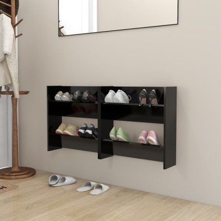 vidaXL Wand-Schuhschränke 2 Stk. Schwarz 60x18x60 cm Holzwerkstoff
