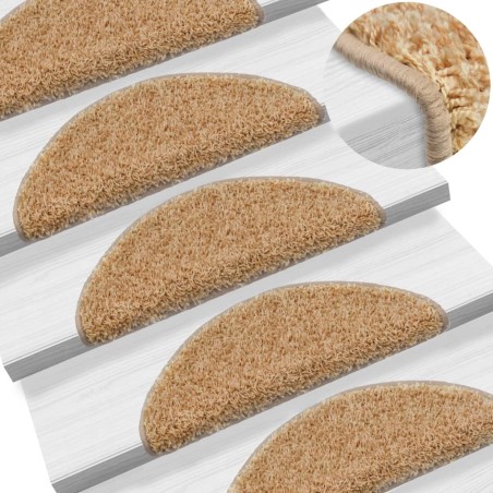 vidaXL Treppenmatten 15 Stk. Creme 56x17x3 cm