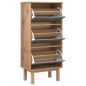 vidaXL Schuhschrank OTTA mit 3 Schubladen Braun&Grau Massivholz Kiefer vidaXL Schuhschrank OTTA mit 3 Schubladen Braun&Grau Massivholz Kiefer