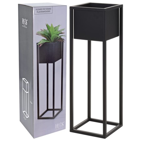 H&S Collection Blumentopf mit Ständer Metall Schwarz 70 cm