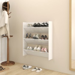 vidaXL Wand-Schuhschrank Hochglanz-Weiß 80x18x90 cm Holzwerkstoff