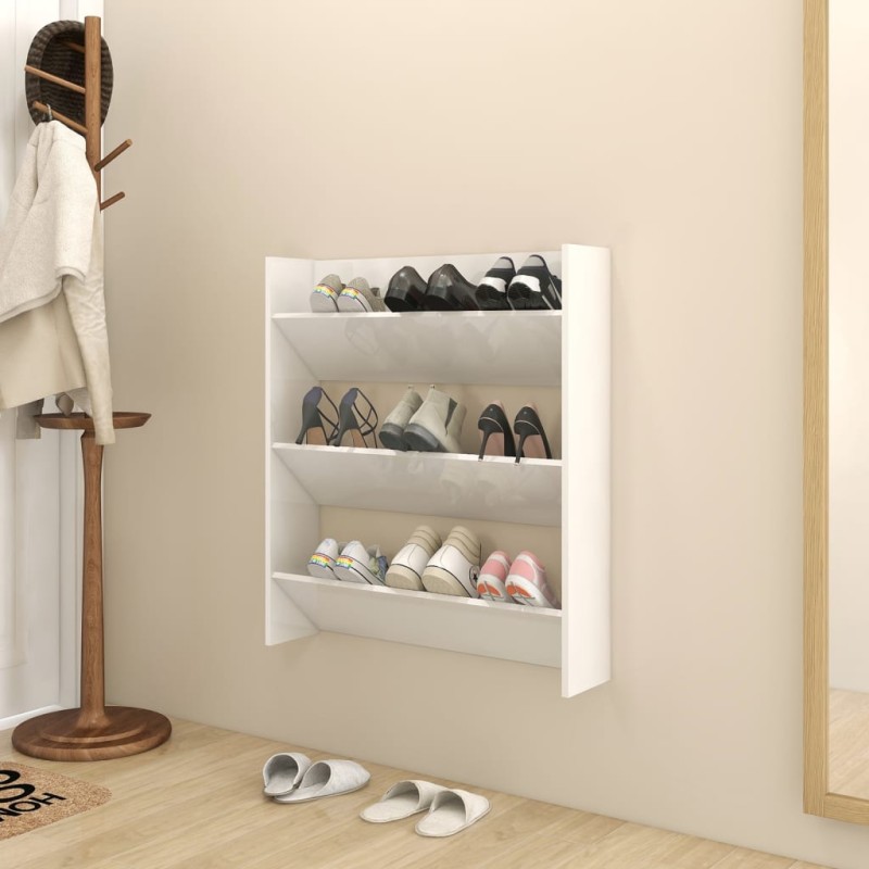 vidaXL Wand-Schuhschrank Hochglanz-Weiß 80x18x90 cm Holzwerkstoff vidaXL Wand-Schuhschrank Hochglanz-Weiß 80x18x90 cm Holzwerkstoff