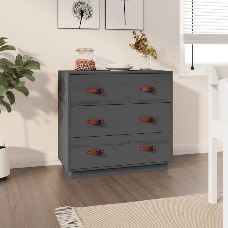 vidaXL Sideboard Grau 80x40x75 cm Massivholz Kiefer vidaXL Sideboard Grau 80x40x75 cm Massivholz Kiefer