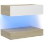 vidaXL TV-Schrank mit LED-Leuchten Weiß Sonoma-Eiche 60x35 cm vidaXL TV-Schrank mit LED-Leuchten Weiß Sonoma-Eiche 60x35 cm
