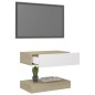vidaXL TV-Schrank mit LED-Leuchten Weiß Sonoma-Eiche 60x35 cm vidaXL TV-Schrank mit LED-Leuchten Weiß Sonoma-Eiche 60x35 cm
