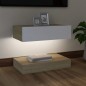 vidaXL TV-Schrank mit LED-Leuchten Weiß Sonoma-Eiche 60x35 cm vidaXL TV-Schrank mit LED-Leuchten Weiß Sonoma-Eiche 60x35 cm