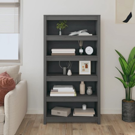 vidaXL Bücherregal Grau 80x35x154 cm Massivholz Kiefer