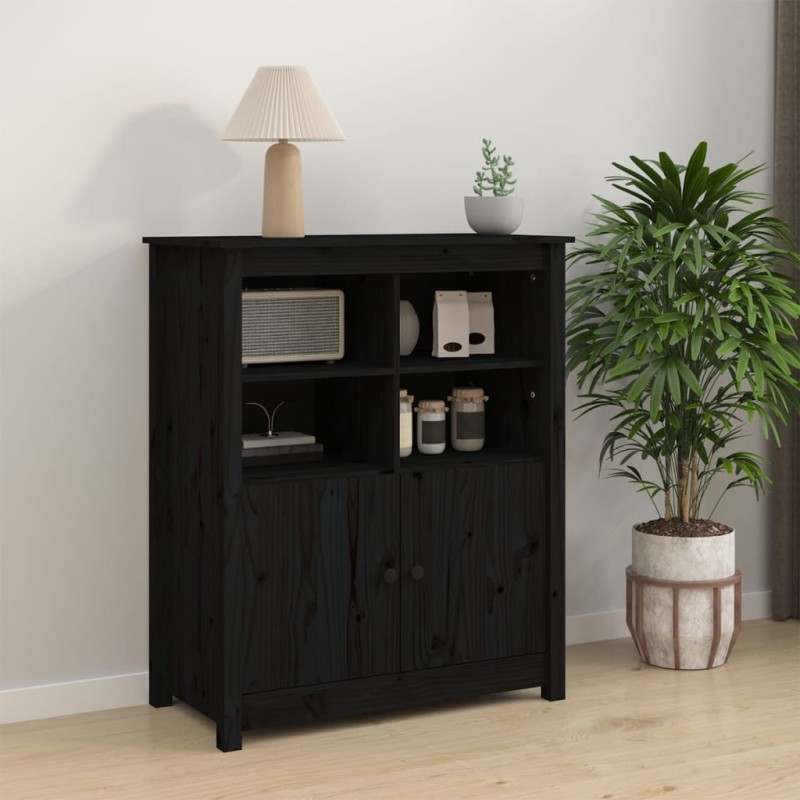 vidaXL Sideboard Schwarz 83x41,5x100 cm Massivholz Kiefer vidaXL Sideboard Schwarz 83x41,5x100 cm Massivholz Kiefer