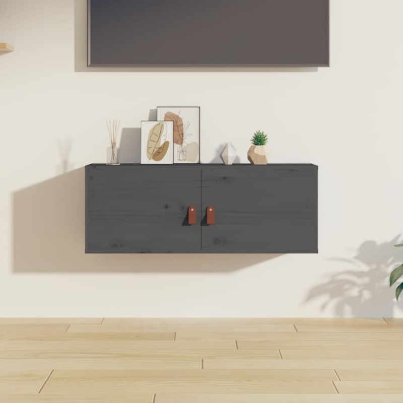 vidaXL Wandschrank Grau 80x30x30 cm Massivholz Kiefer vidaXL Wandschrank Grau 80x30x30 cm Massivholz Kiefer