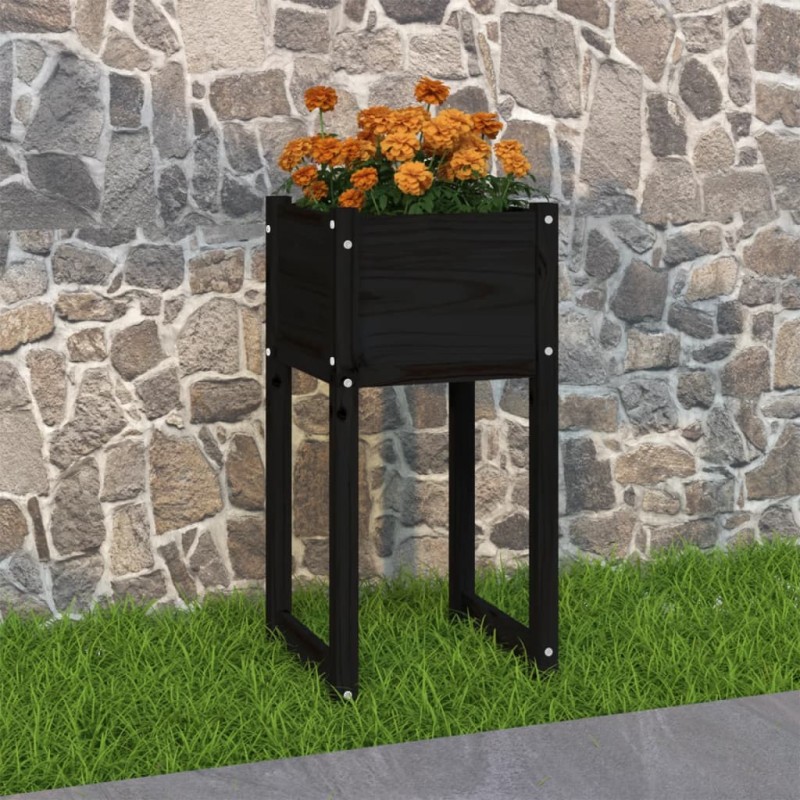vidaXL Pflanzkübel Schwarz 40x40x81 cm Massivholz Kiefer vidaXL Pflanzkübel Schwarz 40x40x81 cm Massivholz Kiefer
