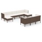 vidaXL 10-tlg. Garten-Lounge-Set mit Auflagen Poly Rattan Braun vidaXL 10-tlg. Garten-Lounge-Set mit Auflagen Poly Rattan Braun