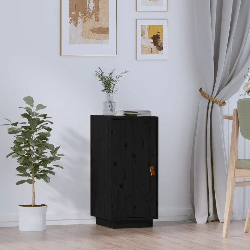 vidaXL Sideboard Schwarz 34x40x75 cm Massivholz Kiefer vidaXL Sideboard Schwarz 34x40x75 cm Massivholz Kiefer