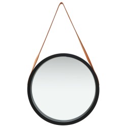 vidaXL Wandspiegel mit Gürtel 50 cm Schwarz
