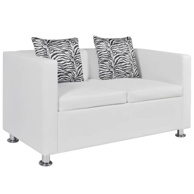 vidaXL 2-Sitzer-Sofa Kunstleder Weiß vidaXL 2-Sitzer-Sofa Kunstleder Weiß