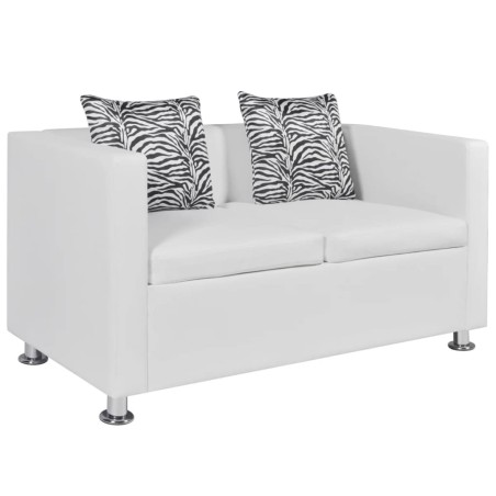 vidaXL 2-Sitzer-Sofa Kunstleder Weiß  