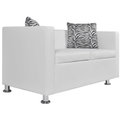 vidaXL 2-Sitzer-Sofa Kunstleder Weiß  