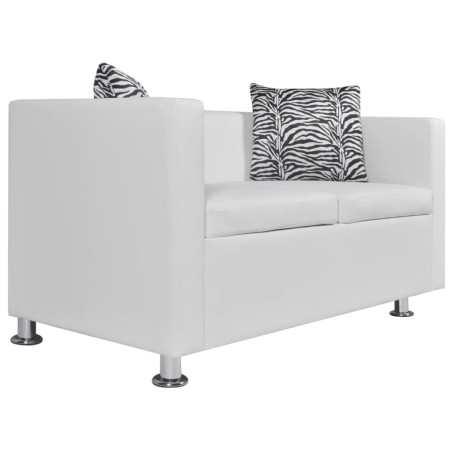 vidaXL 2-Sitzer-Sofa Kunstleder Weiß  