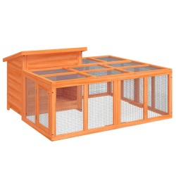 vidaXL Kaninchenstall Braun 144x123x67,5 cm Massivholz Kiefer