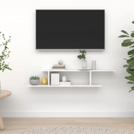 vidaXL TV-Wandregal Hochglanz-Weiß 125x18x23 cm Holzwerkstoff