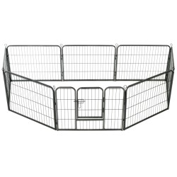vidaXL Hunde-Laufgitter 8 Paneele Stahl 60 x 80 cm Schwarz
