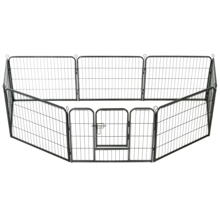 vidaXL Hunde-Laufgitter 8 Paneele Stahl 60 x 80 cm Schwarz