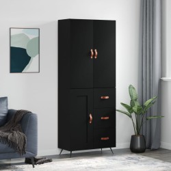 Highboard Schwarz 69,5x34x180 cm Holzwerkstoff