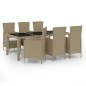 vidaXL 7-tlg. Garten-Essgruppe mit Kissen Poly Rattan Beige vidaXL 7-tlg. Garten-Essgruppe mit Kissen Poly Rattan Beige