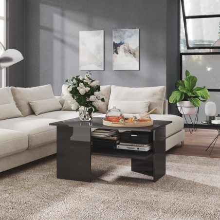vidaXL Couchtisch Hochglanz-Grau 90x60x46,5 cm Holzwerkstoff