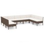 vidaXL 9-tlg. Garten-Lounge-Set mit Auflagen Poly Rattan Braun vidaXL 9-tlg. Garten-Lounge-Set mit Auflagen Poly Rattan Braun