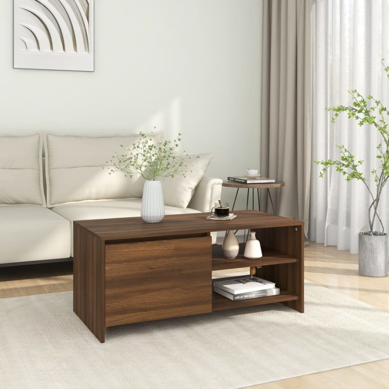 vidaXL Couchtisch Braun Eiche 102x50x45 cm Holzwerkstoff vidaXL Couchtisch Braun Eiche 102x50x45 cm Holzwerkstoff