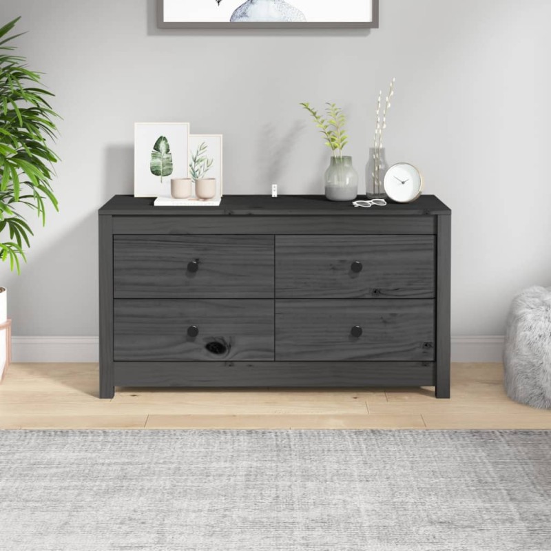vidaXL Beistellschrank Grau 100x40x54 cm Massivholz Kiefer vidaXL Beistellschrank Grau 100x40x54 cm Massivholz Kiefer
