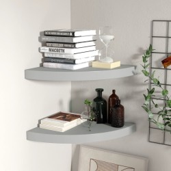 vidaXL Eck-Schweberegale 2 Stk. Grau 35x35x3,8 cm MDF