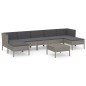 vidaXL 8-tlg. Garten-Lounge-Set mit Auflagen Poly Rattan Grau vidaXL 8-tlg. Garten-Lounge-Set mit Auflagen Poly Rattan Grau