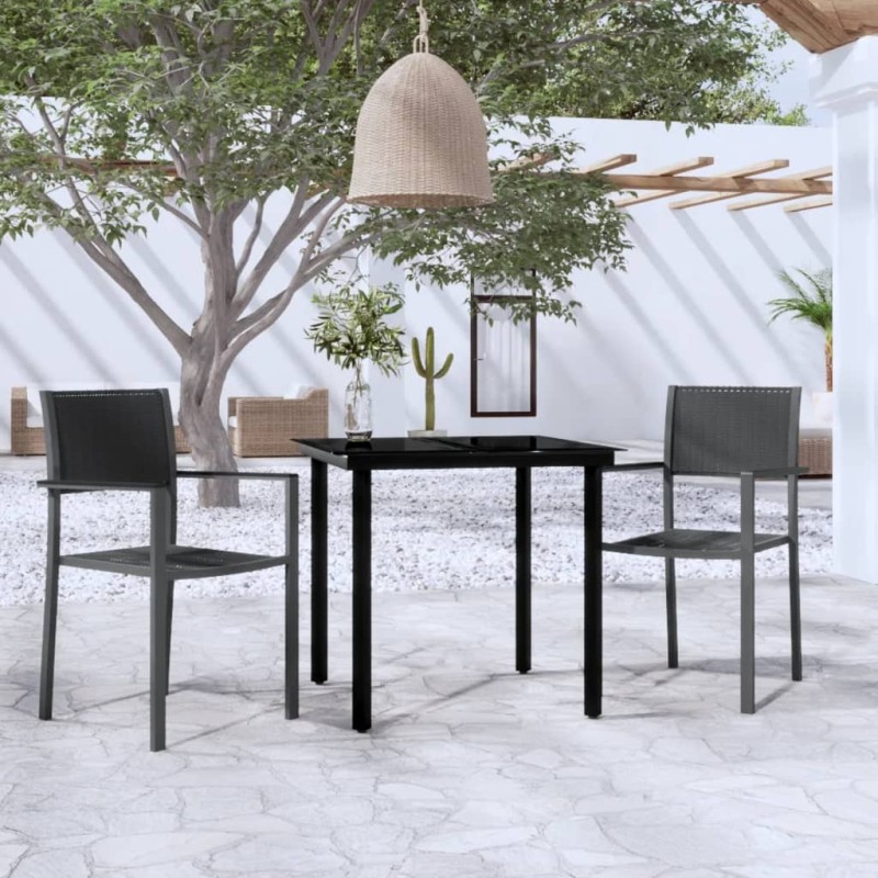 vidaXL 3-tlg. Garten-Essgruppe Schwarz vidaXL 3-tlg. Garten-Essgruppe Schwarz