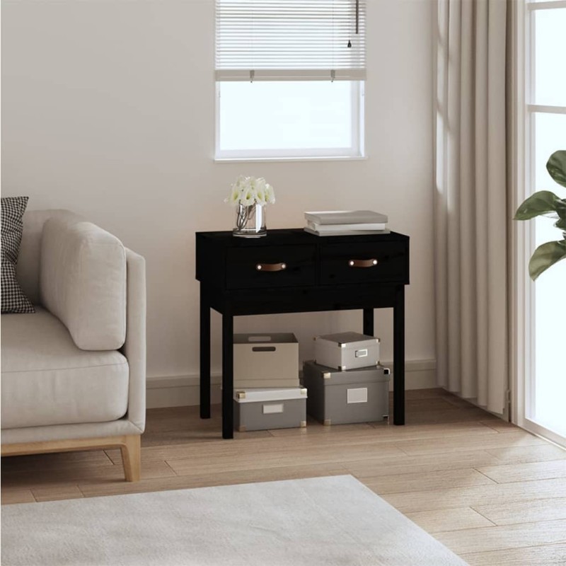 vidaXL Konsolentisch Schwarz 76,5x40x75 cm Massivholz Kiefer