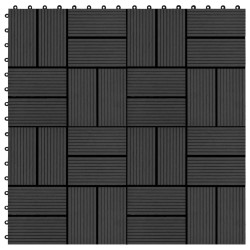 vidaXL Terrassenfliesen 11 Stück WPC 30 x 30 cm 1 qm Schwarz