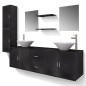 11-tlg. Badmöbel-Set mit Waschbecken und Wasserhahn Schwarz 11-tlg. Badmöbel-Set mit Waschbecken und Wasserhahn Schwarz